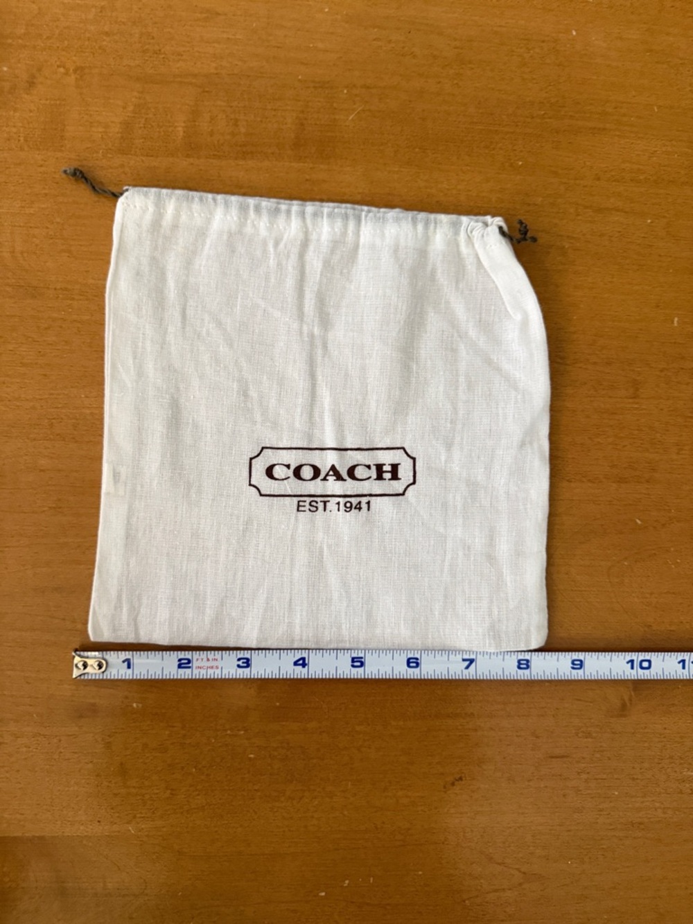 Coach Off-White Drawstring Accessory lightweight fabric Pouch with Brown Logo